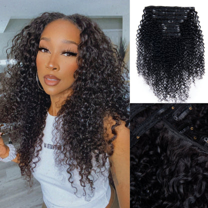 Sunber 9pcs Clip-in Curly Hair Extensions Soft &amp; Natural Real Human Hair