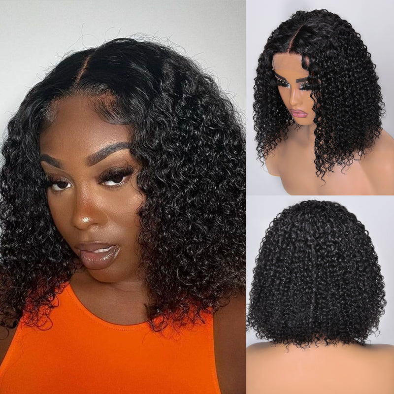 Flash Sale Sunber Jerry Curly 13X4 Lace Frontal Bob Wigs No Baby Hair