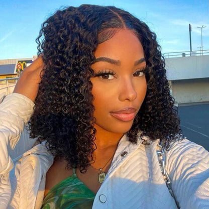 Flash Sale Sunber Jerry Curly 13X4 Lace Frontal Bob Wigs No Baby Hair