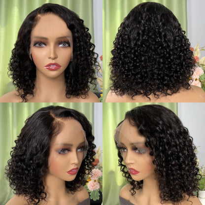 Sunber Short Deep Wave Bob Lace Front Wigs  Human Hair Wigs Bleached Knots