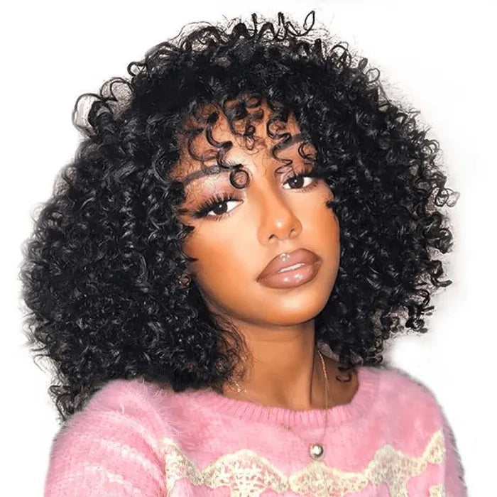 Sunber Affordable Glueless Short Afro Curly Black Machine Made Wig Flash Sale