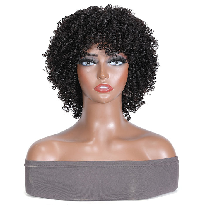 Sunber Affordable Glueless Short Afro Curly Black Machine Made Wig Flash Sale