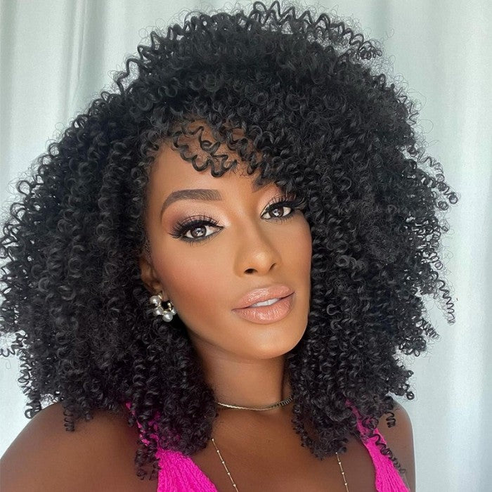 Sunber Affordable Glueless Short Afro Curly Black Machine Made Wig Flash Sale