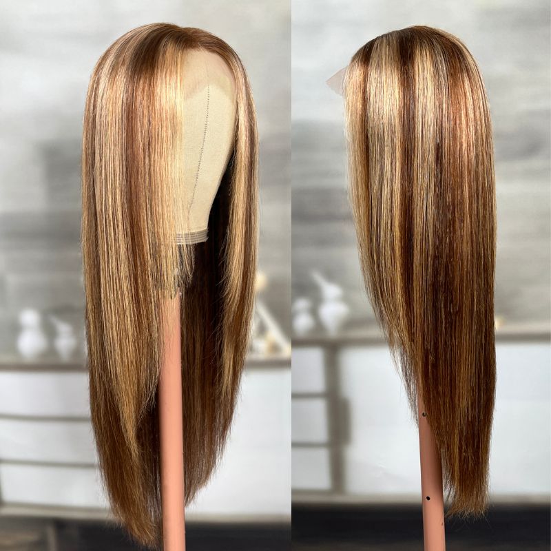 Sunber $100 Off Blonde Highlight Layer Cut Straight 13x4 Lace Front Human Hair Wigs