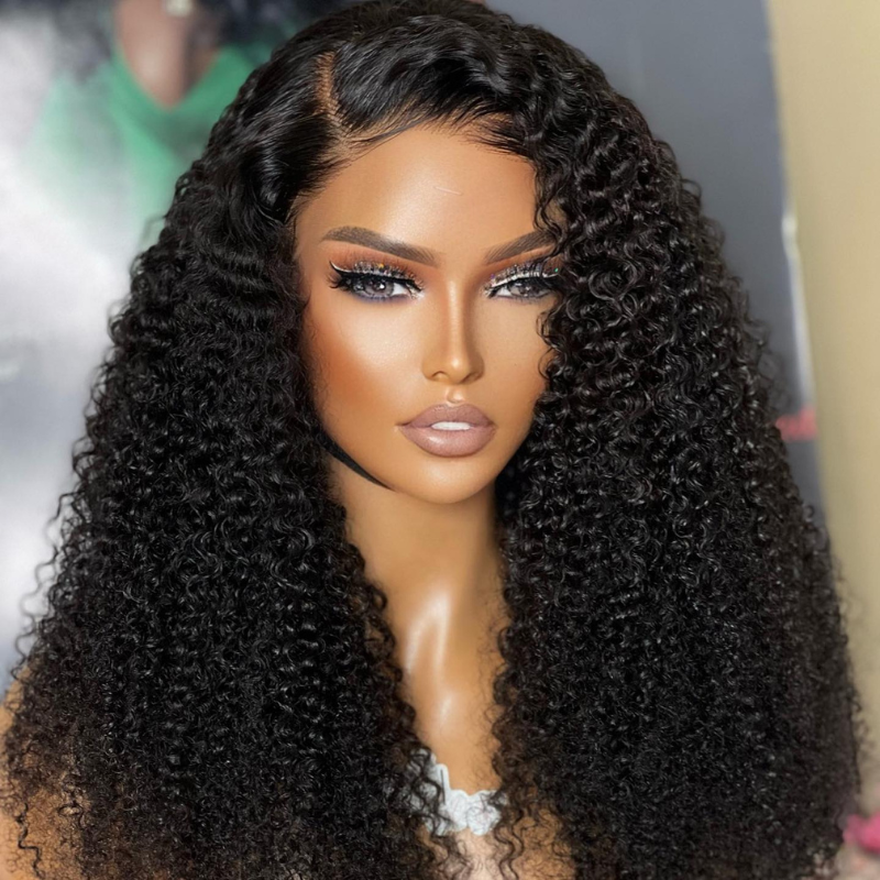 BOGO Sunber Kinky Curly Skin Melt Lace Front Wigs Natural Hairline Lace Closure Human Hair Wigs Pre Plucked