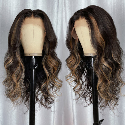 Extra 70% Off Sunber 7×5 Bye Bye Knots Chocolate Brown With Blonde Highlights Pre-Cut Lace Body Wave Wig