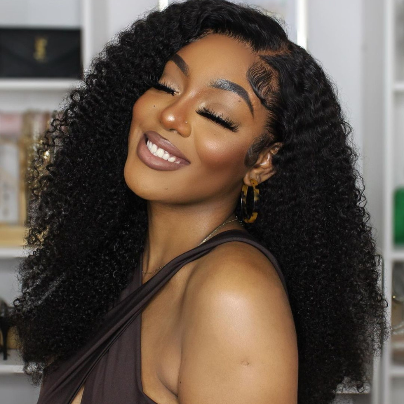 $90 Off Sunber 4C Kinky Edge Kinky Curly Skin Melt Lace Front Wigs Natural Hairline Lace Closure Human Hair Wigs Pre Plucked