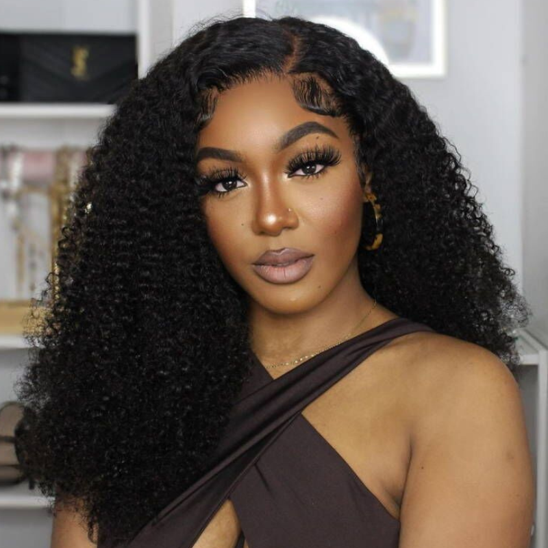 BOGO Sunber Kinky Curly Skin Melt Lace Front Wigs Natural Hairline Lace Closure Human Hair Wigs Pre Plucked