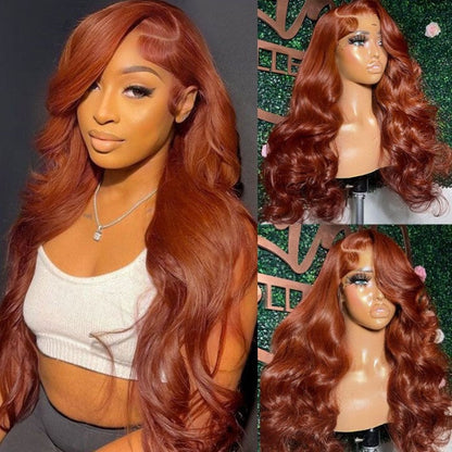 BOGO Sunber Copper Brown Body Wave 13x4 Lace Front Wigs  Pre-Plucked With Babyhair