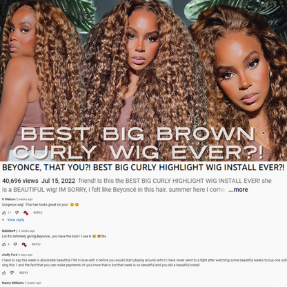 [22&quot;=$169] Flash Sale Sunber Piano Brown Highlight Big Curly 13*4 Lace Frontal Wigs Water Wave Wig