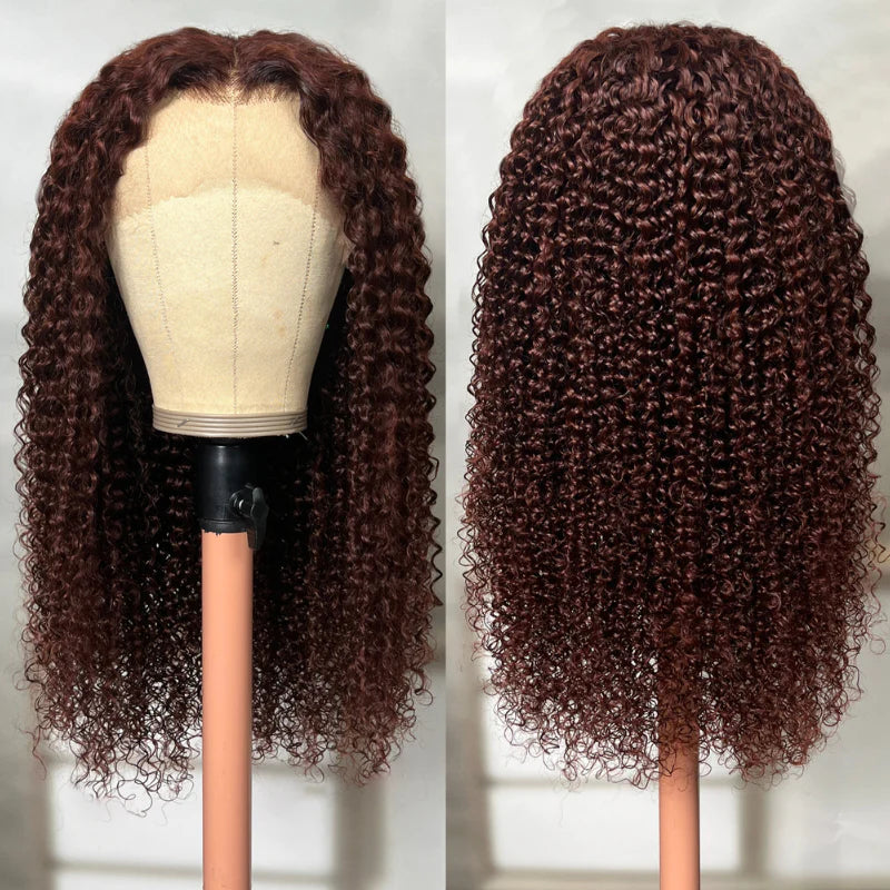 Extra 60% OFF | Sunber Reddish Brown Jerry Curly 13x4/7×5 Bye Bye Knots Lace Front Wig Real Human Hair