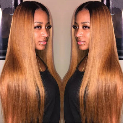 Sunber Ombre Light Auburn Straight 5x5 HD Lace Closure Wig With Pre-Plucked Hairline