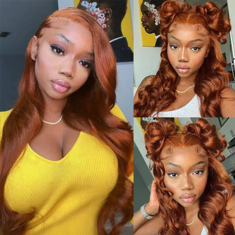 50% OFF Sunber Copper Brown Body Wave 13x4 Lace Front Wigs  Pre-Plucked With Babyhair