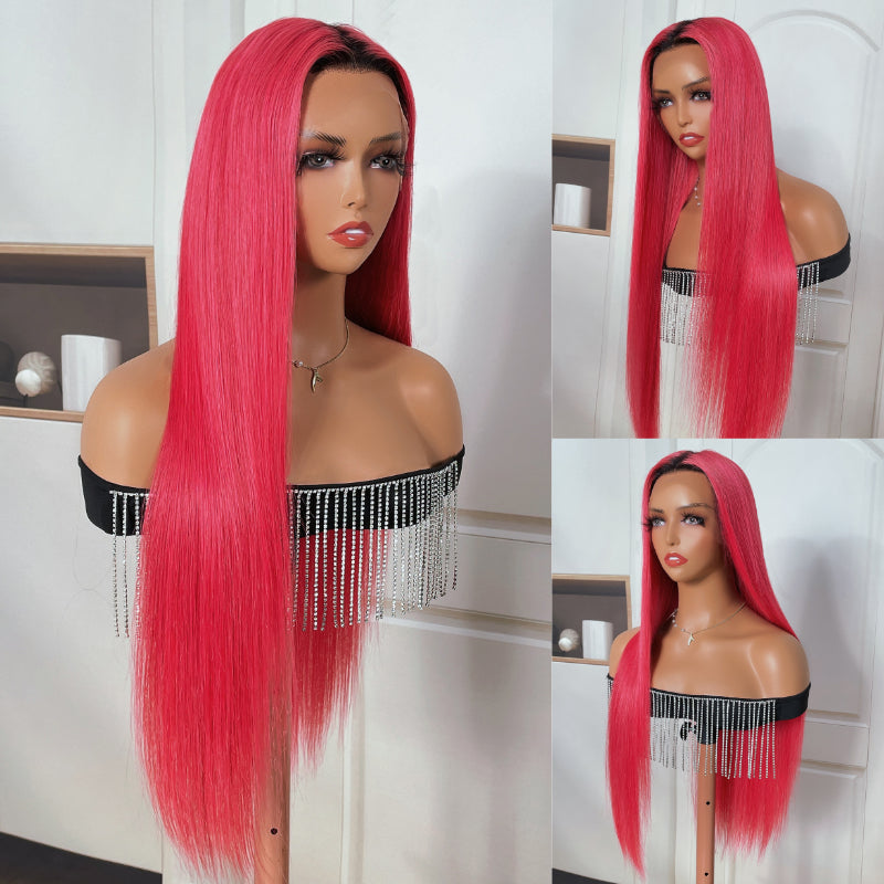 Sunber Straight Ombre Light Pink 13x4 Lace Front Wig With Baby Hair For Women