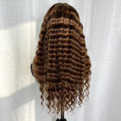 Flash Sale Sunber Honey Blonde Highlight Piano 13x4 Lace Front Wig With Deep Wave Human Hair Wig