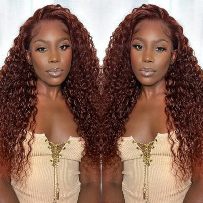 Sunber Reddish Brown Water Wave 13x4 Lace Front Wigs Autumn Breeze Human Hair Wigs  Flash Sale 180% Density Flash Sale