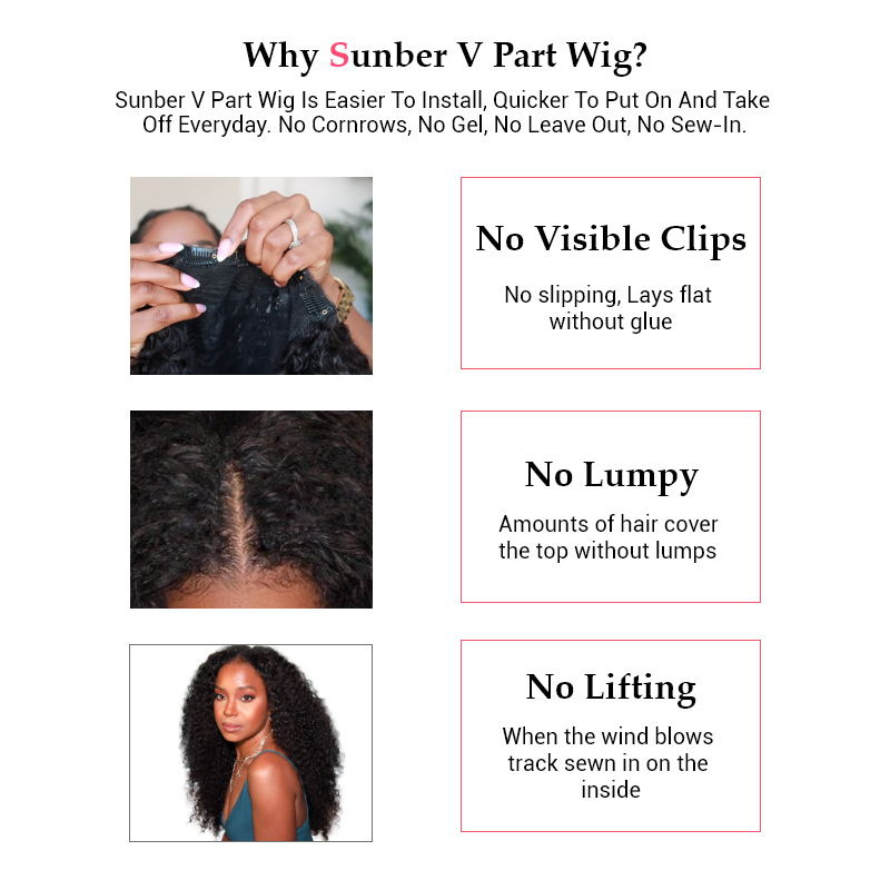 Clearance Sale Sunber V Part Wig Deep Wave No Leave Out Human Hair Wigs Beginner Friendly Flash Sale