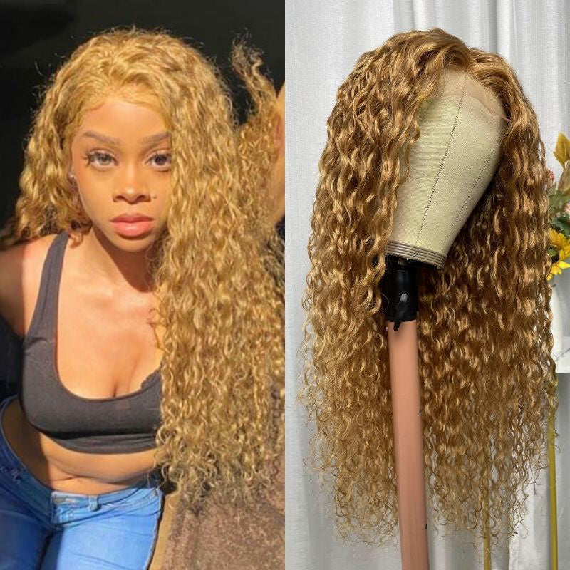 Flash Sale Sunber Honey Blonde Water Wave 13x4 Lace Front Wig With Baby Hair