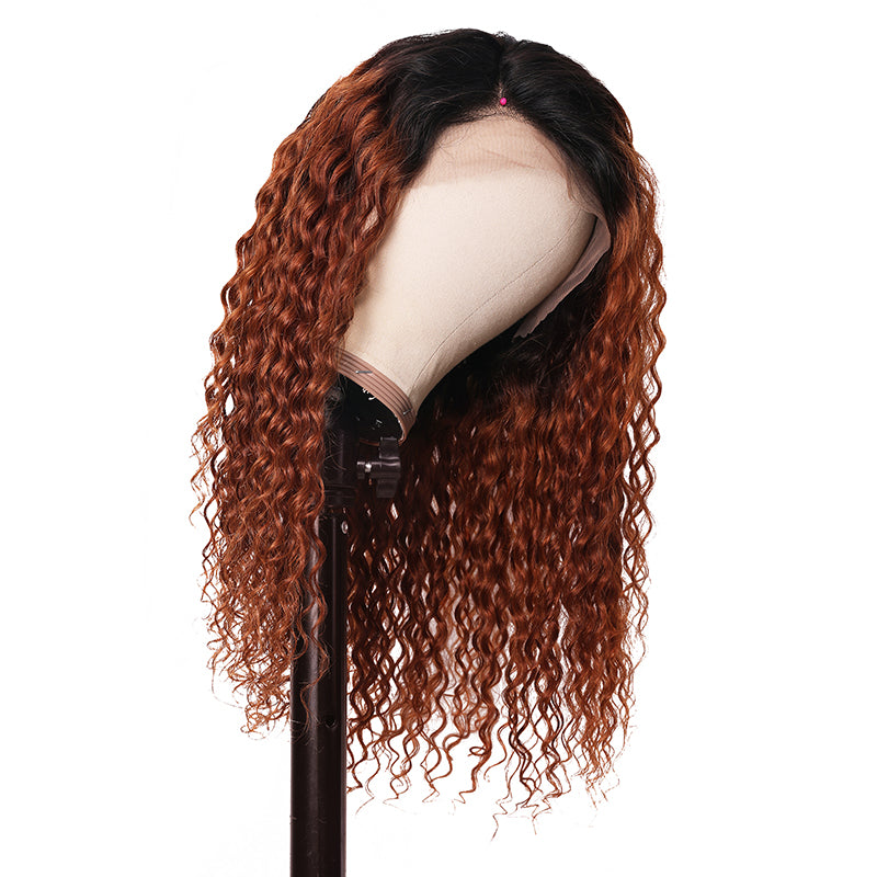 Sunber Ombre T1b30 Hair 13*4 Lace Front Curly Human Hair Wigs Lace Front Wig With Baby Hair 150% Density 100% Human Hair Pre Plucked With Baby Hair