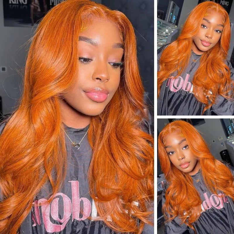 Sunber Ginger Spice Orange Color 3D Body Wave 13x4 Pre Everything Lace Front Wigs Fall Color Human Hair Wigs Flash Sale