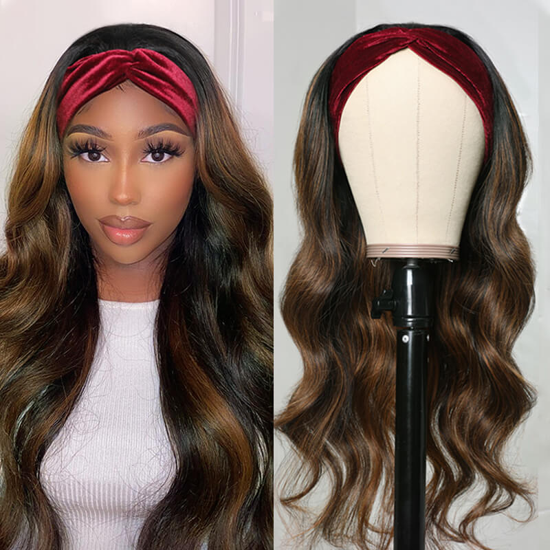 Flash Sale Sunber Balayage Highlight Dark Roots Body Wave Wear And Go Glueless Headband Wigs